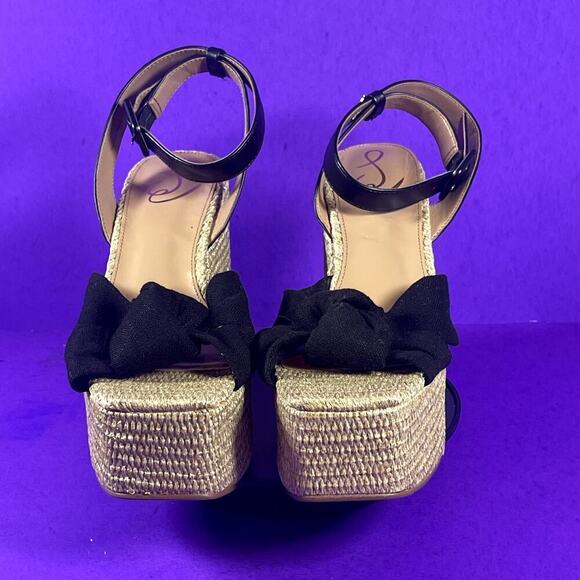 Sam Edelman Black Theresa 2 Block Heel Ankle Strap Square Toe Sandals Size 10 - Picture 2 of 8